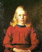 Michael Ancher helga i rod kjole